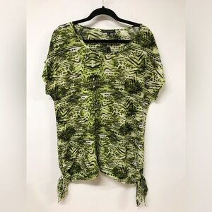 Plus Size Women Short Sleeve Floral Casual Blouse Tee T Shirt Top Blue Green